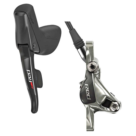 Red, Pre-assembled hydraulic road disc brake, Rear, 11sp, Flat Mount