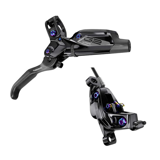 G2 Ultimate A2, MTB Hydraulic Disc Brake, Rear, Post mount, Disc: Not included, Black w/ Rainbow Hardware