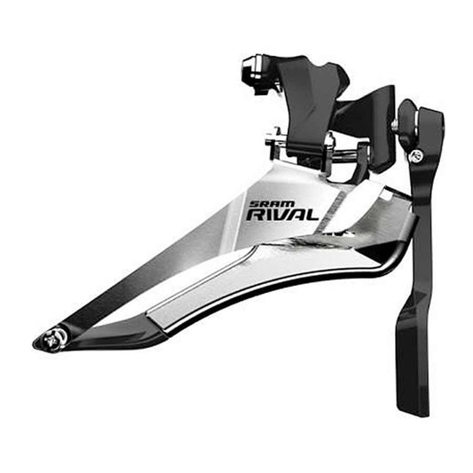 Rival22, Front derailleur, 2 sp, Down Swing, Down Pull, Braze-on Clamp, with chain spotter