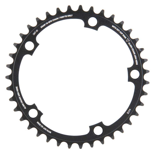 39T, 10 sp, BCD 130mm, 5-Bolt, Red 2012, Inner Chainring, For 39/53, Aluminum, Black, 11.6218.000.001