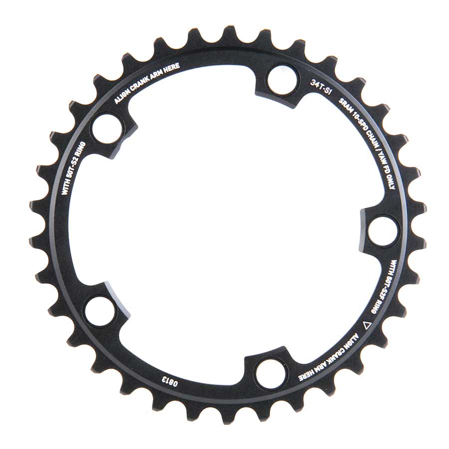 34T, 10 sp, BCD 110mm, 5-Bolt, Red 2012, Inner Chainring, For 34/50, Aluminum, Black, 11.6218.001.001