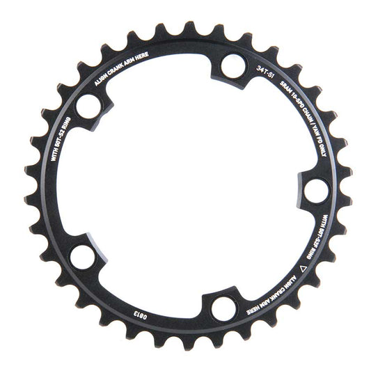34T, 10 sp, BCD 110mm, 5-Bolt, Red 2012, Inner Chainring, For 34/50, Aluminum, Black, 11.6218.001.001