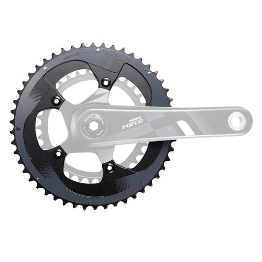 50D, 11sp, BCD: 110mm, 5 Bolts, Force22 X-Glide, Outer Chainring, For 34/50, Aluminum, Black, 11.6218.010.001