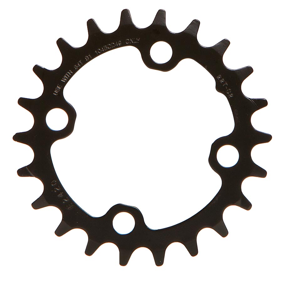 22T Chainring, 10sp, BCD: 64, Steel, Black