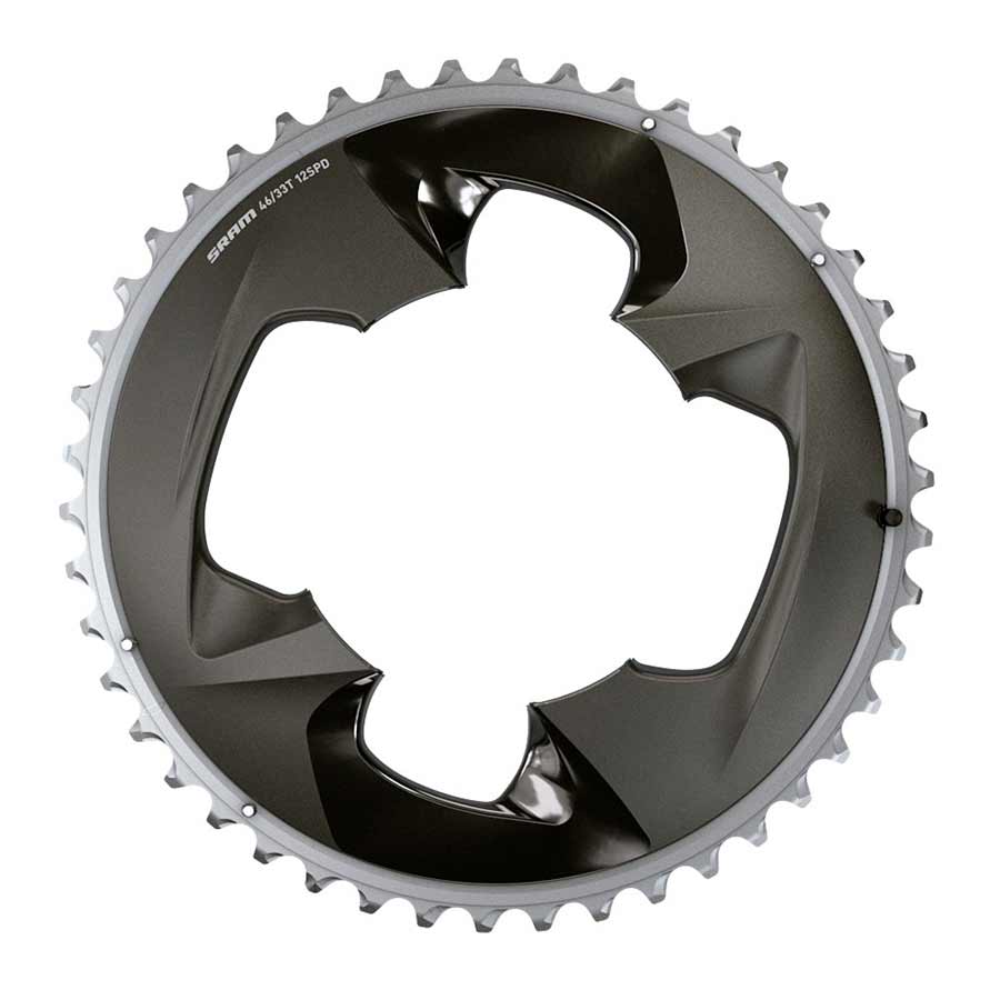 Force AXS 2x, Chainring, Teeth: 48, Speed: 12, BCD: 107, Bolts: 4, Outer, Aluminum, Grey