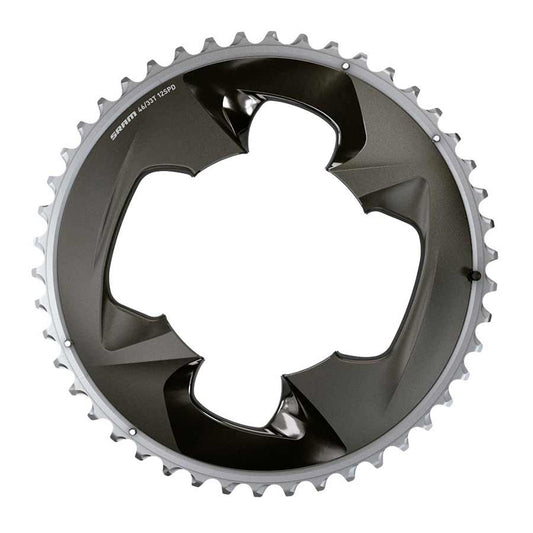 Force AXS 2x, Chainring, Teeth: 48, Speed: 12, BCD: 107, Bolts: 4, Outer, Aluminum, Grey