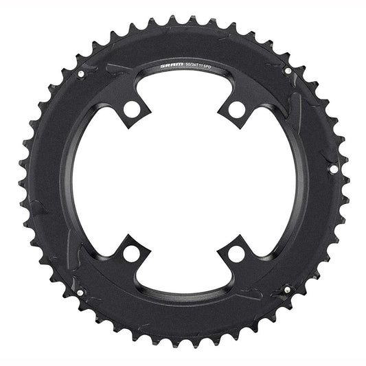 Road 110mm Asymmetrical, Chainring, Teeth: 50, Speed: 11, BCD: 110, Bolts: 4, Outer, Aluminum, Black