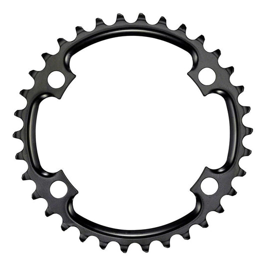 Road 110mm Asymmetrical, Chainring, Teeth: 34, Speed: 11, BCD: 110, Bolts: 4, Inner, Steel, Black