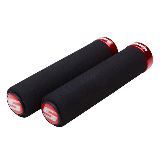 Foam Locking Grips, Grips, Black/Red, Pair