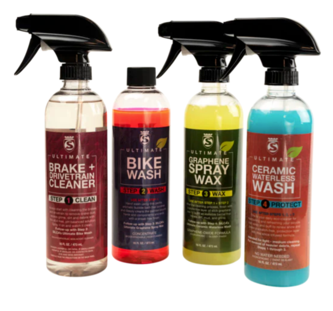 Silca Bike Care Kit - Brake and Drivetrain Cleaner, Bike Wash, Graphene Spray Wax, Ceramic Waterless Wash